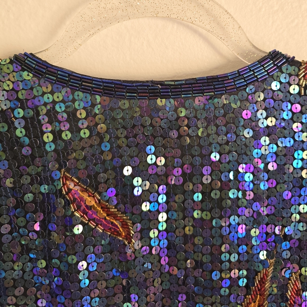 ❤️‍🔥1970's Fire & Flames Sequined Bolero Cropped Evening Jacket By JACK BRYAN🔥 - Picture 11 of 16